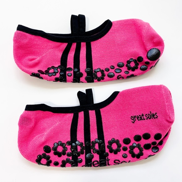 Great Soles Ballet Non Slip Grip Socks for Barre Pilates Yoga Pink Black - Picture 6 of 9